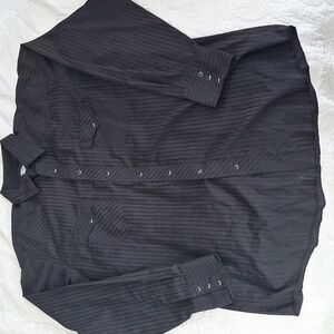 Wrangler Men's Dark Gray Striped Button Down Shirt